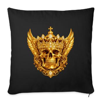 Golden skull with crown and wings - Sofa pillowcase 17,3'' x 17,3'' (45 x 45 cm) - black - Front