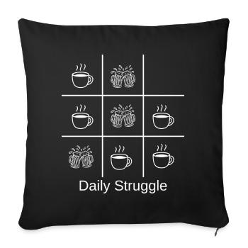 Kaffee-Alltag im Raster - Sofakissenbezug 45 x 45 cm - Schwarz - Vorne