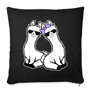 2 Llamas Couple In Love Cool Sunglasses Sitting - Sofa pillowcase 17,3'' x 17,3'' (45 x 45 cm) - black - Front