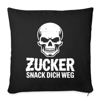 Zucker Schädel Snack Dich Weg - Sofakissenbezug 45 x 45 cm - Schwarz - Vorne
