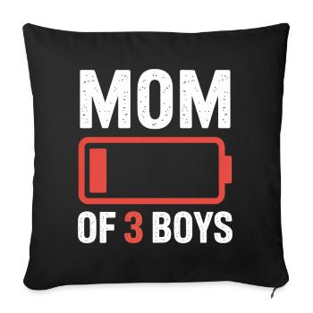 Batterie maman de trois garçons - Housse de coussin décorative 45 x 45 cm - noir - Devant
