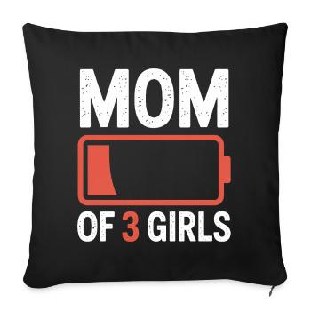 Maman de 3 filles Battery Icon Tee - Housse de coussin décorative 45 x 45 cm - noir - Devant