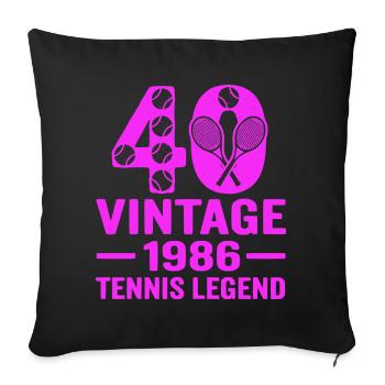 40e anniversaire du tennis 1986, chemise élégante - Housse de coussin décorative 45 x 45 cm - noir - Devant