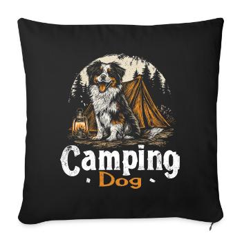 Camping Dog Saying Camping Dog Camper Gift - Sofa pillowcase 17,3'' x 17,3'' (45 x 45 cm) - black - Front
