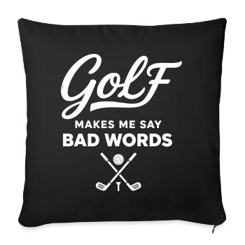 Golf et Gros Mots : L'Humour du Golfeur - Housse de coussin décorative 45 x 45 cm - noir - Devant