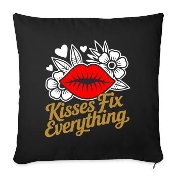 Kisses heal everything - Sofa pillowcase 17,3'' x 17,3'' (45 x 45 cm) - black - Front