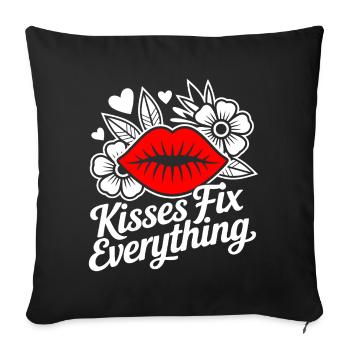 Kisses heal everything - Sofa pillowcase 17,3'' x 17,3'' (45 x 45 cm) - black - Front