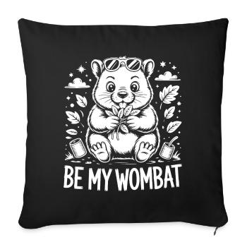 Wombat Cuddly Friend with Leaf Wreath - Sofa pillowcase 17,3'' x 17,3'' (45 x 45 cm) - black - Front