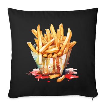 French Fries Watercolor Art Print - Sofa pillowcase 17,3'' x 17,3'' (45 x 45 cm) - black - Front