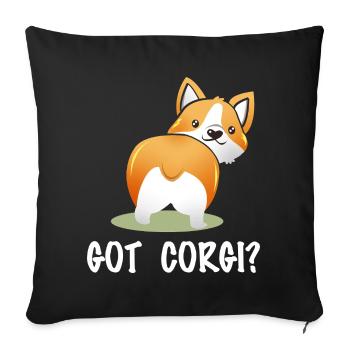 T’as des Corgi ? Corgi-Po espiègle - Housse de coussin décorative 45 x 45 cm - noir - Devant
