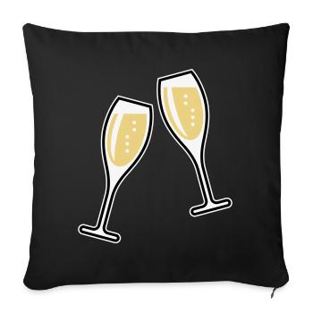 2 Sektgläser (Sekt / Oval / Zu / 3C) - Housse de coussin décorative 45 x 45 cm - noir - Devant
