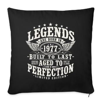 1977 Anniversaire vintage Born Legends - Housse de coussin décorative 45 x 45 cm - noir - Devant