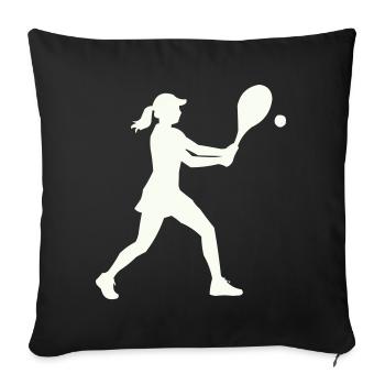 Tennisspielerin Silhouette - Sofakissenbezug 45 x 45 cm - Schwarz - Vorne