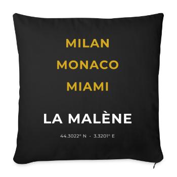 La Malène Lozère - Miami - Monaco - Milan - Housse de coussin décorative 45 x 45 cm - noir - Devant