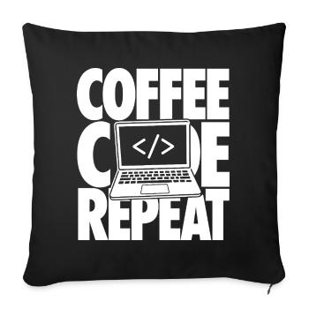 Coffee Code Repeat Programmer - Sofa pillowcase 17,3'' x 17,3'' (45 x 45 cm) - black - Front