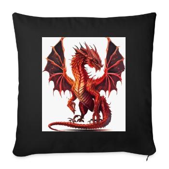 Feuerroter Drachen-Aquarell - Sofakissenbezug 45 x 45 cm - Schwarz - Vorne