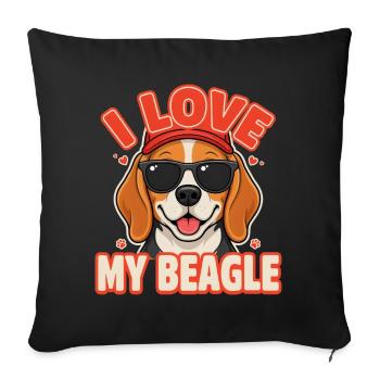 Ich Liebe Mein Beagle-welpen-hundeliebhaber - Sofakissenbezug 45 x 45 cm - Schwarz - Vorne