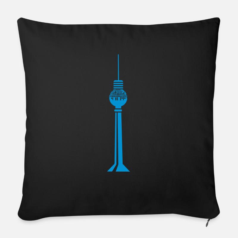 Berliner Fernsehturm - TV Tower Berlin - Sofakissenbezug 45 x 45 cm - Schwarz