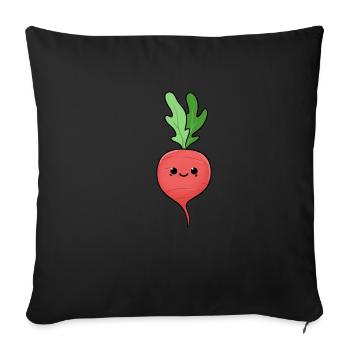 Radieschen - Sofakissenbezug 45 x 45 cm - Schwarz - Vorne