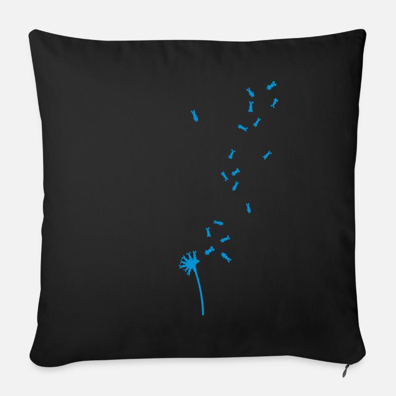 Pissenlit Pissenlit lapin lapin lapins - Housse de coussin décorative 45 x 45 cm - noir