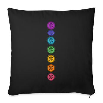 Chakra Buddhismus Yoga Symbol 7 Chakren Meditation - Sofakissenbezug 45 x 45 cm - Schwarz - Vorne