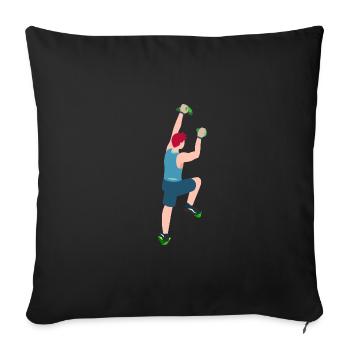 Escalade, bloc, escalade sportive, mur d’escalade - Housse de coussin décorative 45 x 45 cm - noir - Devant