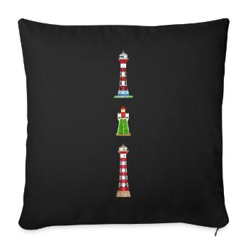 Hamburg, Leuchttürme Tinsdal Bunthaus Wittenbergen - Sofakissenbezug 45 x 45 cm - Schwarz - Vorne