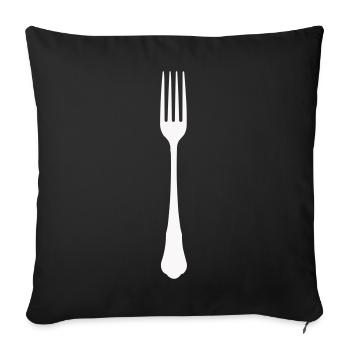 Silhouette minimaliste de fourche - Housse de coussin décorative 45 x 45 cm - noir - Devant