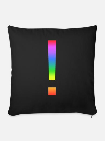 Regenbogen-Ausrufezeichen - Sofakissenbezug 45 x 45 cm - Schwarz