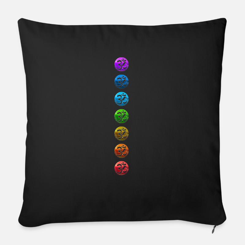 Chakra 1-7 Chakren Chakras Ohm Ohm Bunt Farben - Sofakissenbezug 45 x 45 cm - Schwarz