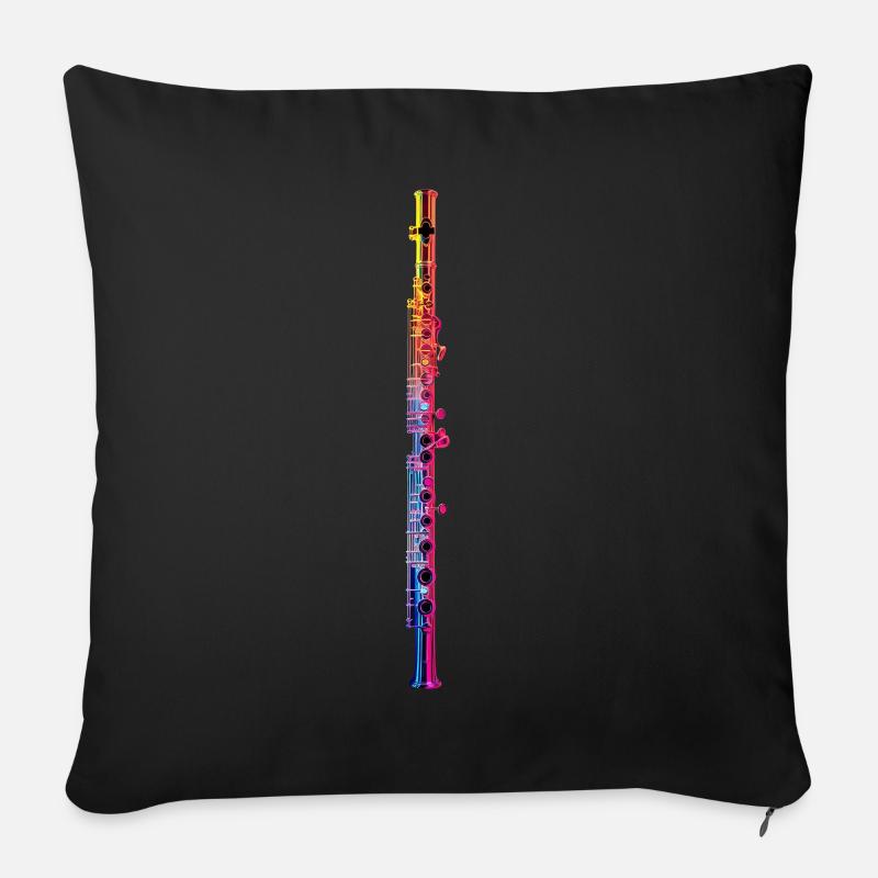 Querflöte - Sofakissenbezug 45 x 45 cm - Schwarz