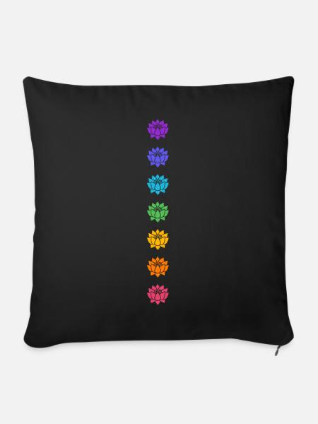 Lotus Chakras, Cosmic Energy Centers, Evolution - Housse de coussin décorative 45 x 45 cm - noir