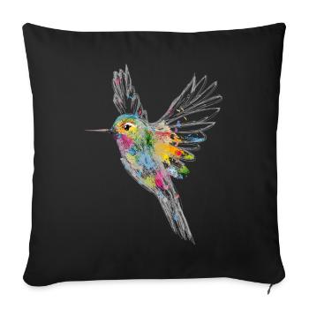 buntes Kolibri Aquarell Graffiti - Sofakissenbezug 45 x 45 cm - Schwarz - Vorne