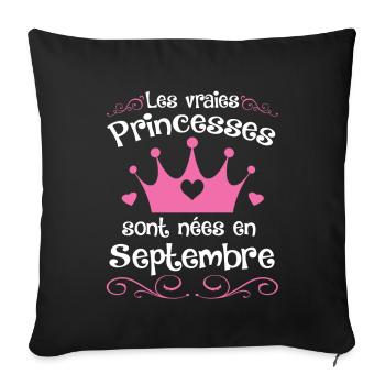 Septembre - Princess - Anniversaire - 2 - Sofa pillowcase 17,3'' x 17,3'' (45 x 45 cm) - black - Front