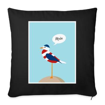 moin, seagull, sea. Baltic Sea, North Sea. - Sofa pillowcase 17,3'' x 17,3'' (45 x 45 cm) - black - Front