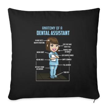 Anatomie d'un assistant dentaire - bouche dentiste dentiste - Housse de coussin décorative 45 x 45 cm - noir - Devant