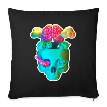 Blue skull - Sofa pillowcase 17,3'' x 17,3'' (45 x 45 cm) - black - Front