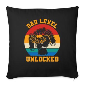 Dad Level entsperrt Retro Vintage neuen Vater - Sofakissenbezug 45 x 45 cm - Schwarz - Vorne