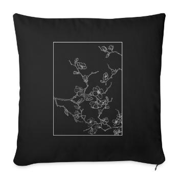 Floral Design Cerisier Outline Blanc - Housse de coussin décorative 45 x 45 cm - noir - Devant