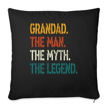 Grand-père L’homme Le mythe La légende T-shirt - Housse de coussin décorative 45 x 45 cm - noir - Devant