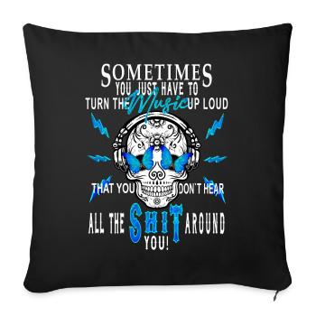 Crâne de musique - Housse de coussin décorative 45 x 45 cm - noir - Devant