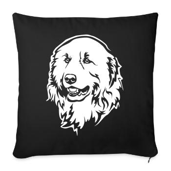 Tête de bouvier pyrénéen « Black Edition » - Housse de coussin décorative 45 x 45 cm - noir - Devant