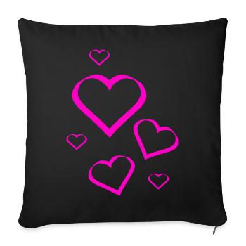 Motif de cœur rose cadeau rose rose - Housse de coussin décorative 45 x 45 cm - noir - Devant
