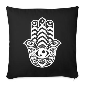 Lkhamsa (hamsa) - Sofa pillowcase 17,3'' x 17,3'' (45 x 45 cm) - black - Front