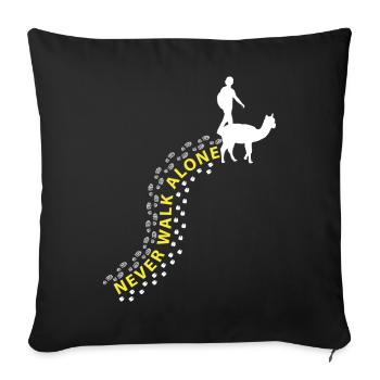 Femme & Alpaga Ne marchez jamais seule - Housse de coussin décorative 45 x 45 cm - noir - Devant