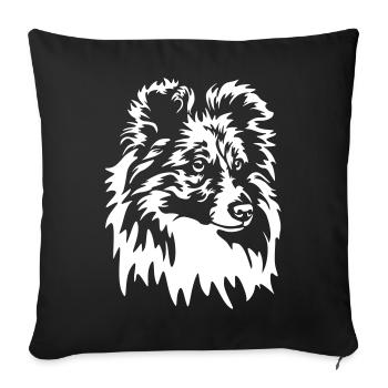Sheltie Head « Black Edition » - Housse de coussin décorative 45 x 45 cm - noir - Devant