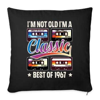 1967 Year of birth Birthday Cassette Vintage - Sofa pillowcase 17,3'' x 17,3'' (45 x 45 cm) - black - Front