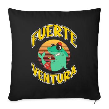 Fuerteventura Été Sun Beach Sea Palms Shark - Housse de coussin décorative 45 x 45 cm - noir - Devant