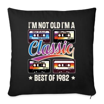 1982 Year of birth Birthday Cassette Vintage - Sofa pillowcase 17,3'' x 17,3'' (45 x 45 cm) - black - Front