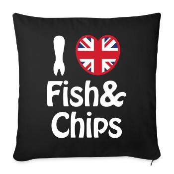 I Heart [Love] Fish & Chips - Sofa pillowcase 17,3'' x 17,3'' (45 x 45 cm) - black - Front